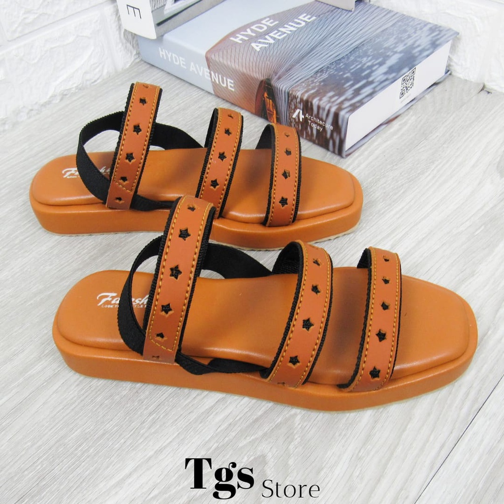 Sandal Wanita Tali Karet Motip Bintang JJ-05