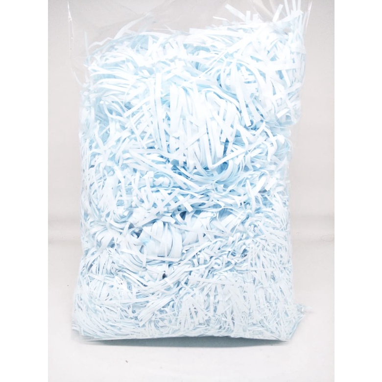 

SHREDDED PAPER / KERTAS POTONGAN UNTUK PACKING BUAH-BUAHAN HIJAU BIRU / KERTAS SERUT 500 GRAM