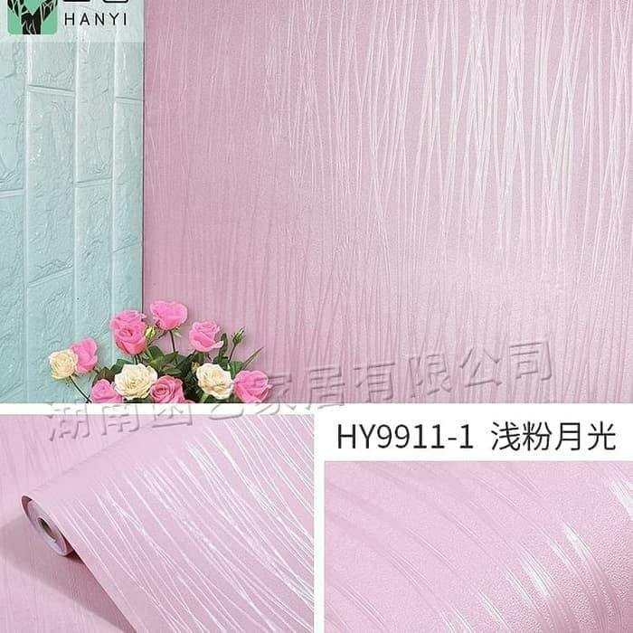 Wallpaper Dinding Polos Pink Tekstur Wave 8m s/d 9m x 45cm