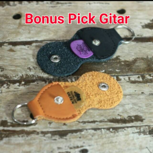 Tempat Pick Gitar Kulit Sapi  Pick Holder Gantungan KunciBonus Pick Gitar