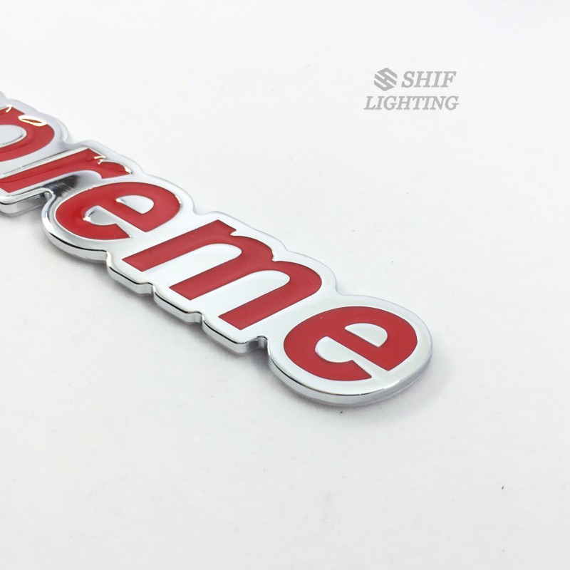 1Pc Stiker Emblem Logo Supreme Bahan Metal untuk Bagasi Mobil