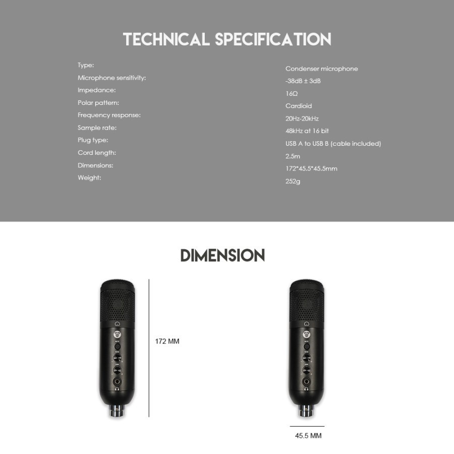 FANTECH LEVIOSA MCX01 CONDENSER MICROPHONE USB FOR PC 100% ORIGINAL