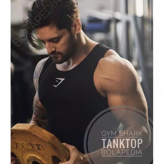 Singlet baju kaos gym fitness shark gym training pria - bolaped