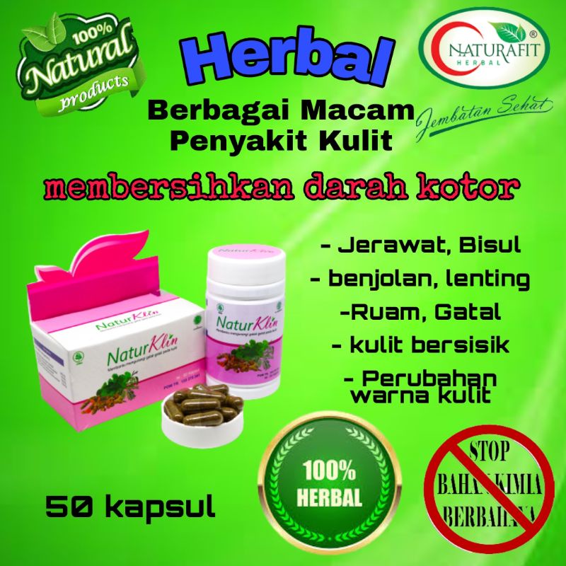 OBAT HERBAL PEMBERSIH DARAH KOTOR NATURKLIN 50 KAPSUL - Obat untuk Pembersih darah kotor/Pembersih d