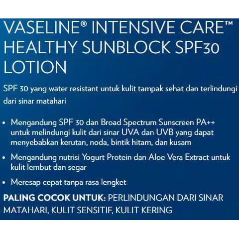 Vaseline Hand Body Lotion Healthy Sunblock SPF 30 ~ Original 100%