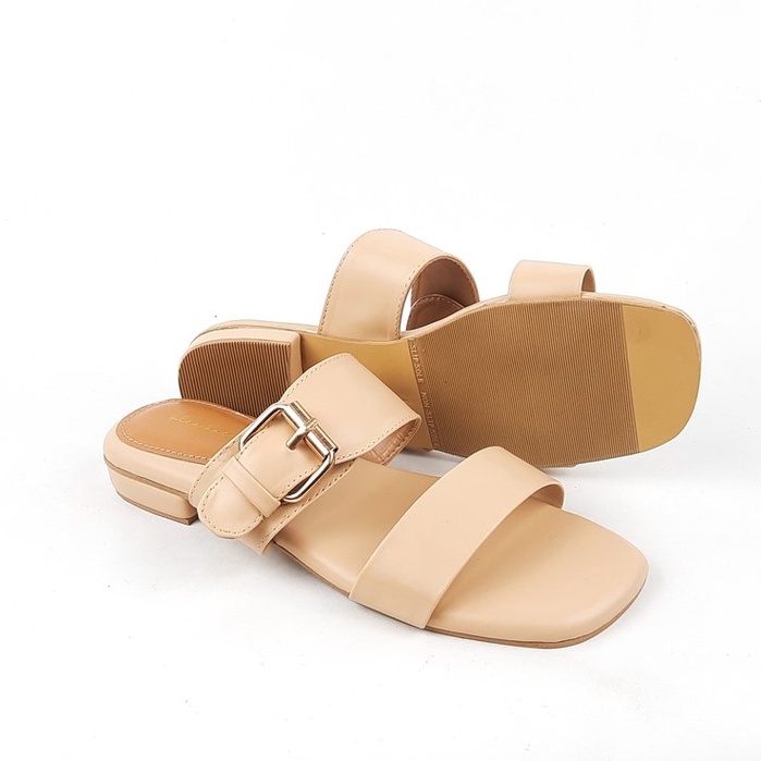 Sandal Flat Wanita Double Buckle Alea kae Aleera 35-41