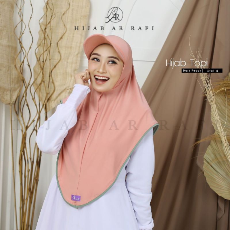 Arrafi Hijab Topi Kode Ar 467 / kerudung jilbab topi arrafi instan bestseller 2020-Dark peach