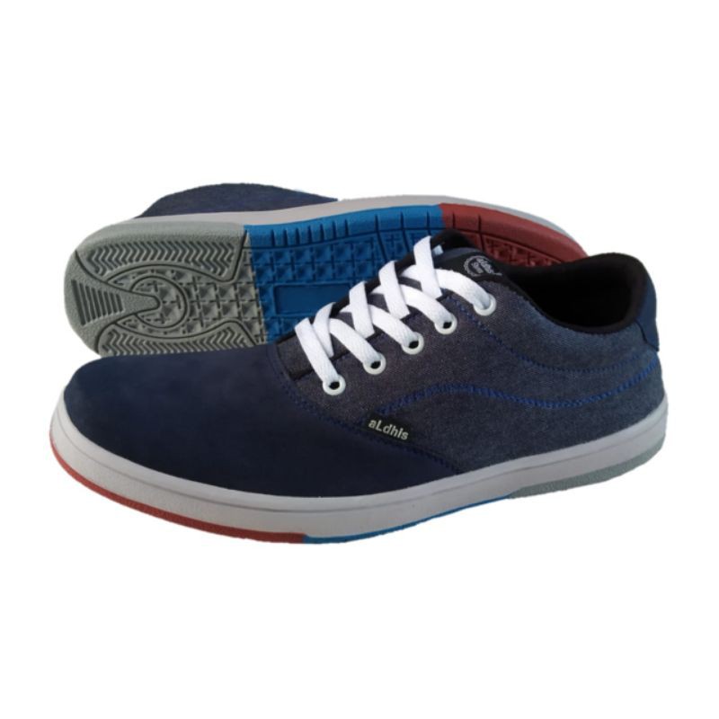 Aldhis Biru Navy Sepatu Pria Keren Sneakers Original Asli Lokal Terbaru Kets Cowok Kekinian