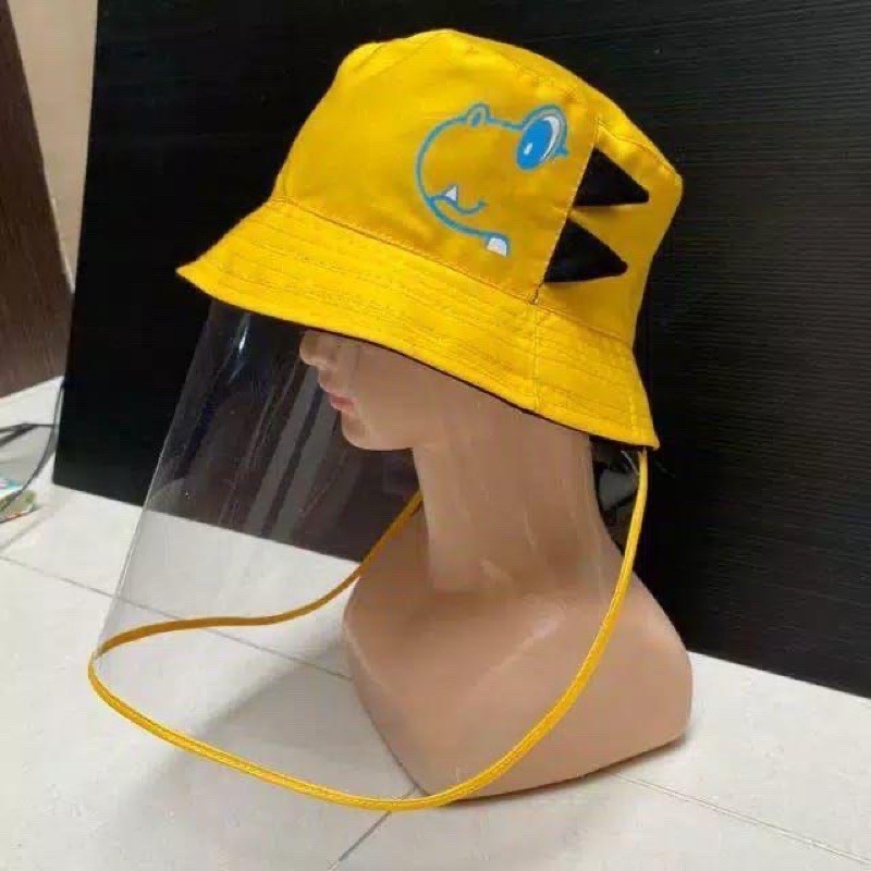 TOPI BUCKET DINO VISOR / TOPI ANTI CORONA ANAK / TOPI DINO BULAT / TOPI BUCKET ANAK VISOR TOPI DINO