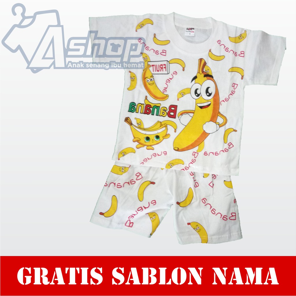  Baju  Anak  Setelan BANANA Kaos Anak  Laki Laki Perempuan  