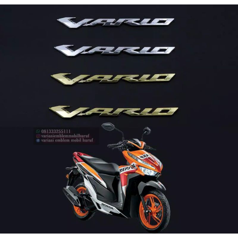 Emblem logo vario timbul honda motor 150 125 ukuran original vario gold silver merah