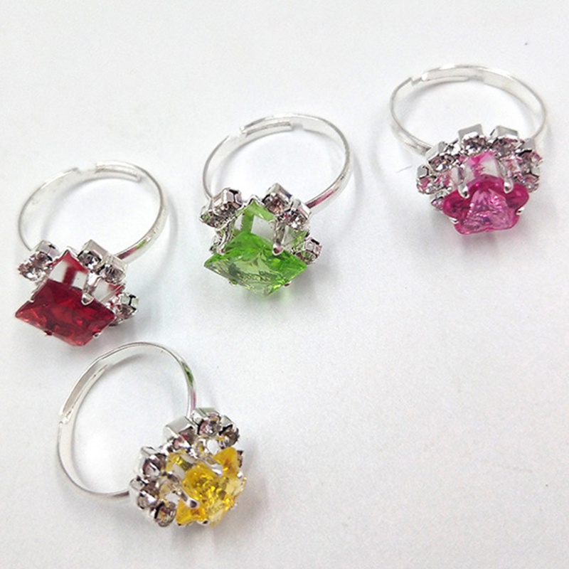 Siy 12 / 36pcs / Kotak Cincin Alloy Adjustable Motif Kartun Hati Untuk Anak Perempuan / Pesta Ulang Tahun