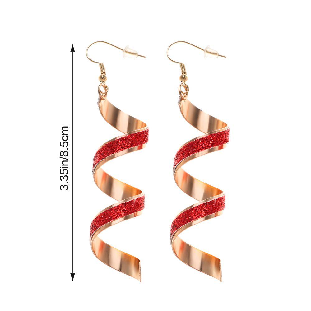 Lily 1pasang Spiral Gantung Anting Panjang Hadiah Aksesoris Pesta Perhiasan Telinga Menjuntai Drop Earrings Frosted Geometris Twist