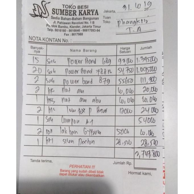 

Nota Phangkristianto 31 Oktober 2019