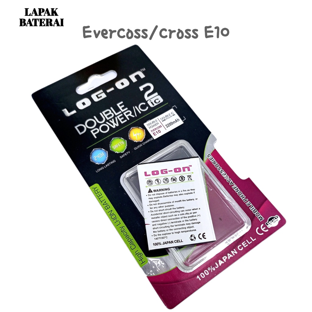 LOG - ON Evercoss E10 / D1T Baterai Double IC Protection Battery Batre