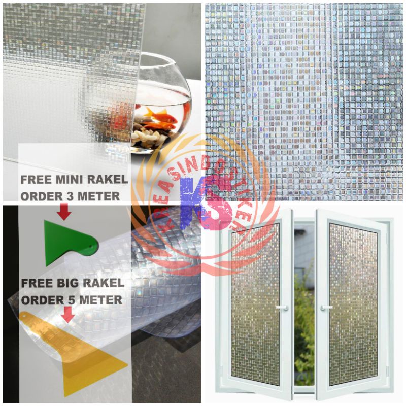 Sticker Kaca Stiker Kaca Jendela Rumah Motif Kotak EP
