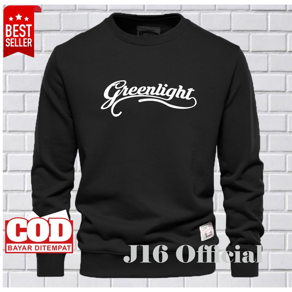 GREENLIGHT CREWNECK Sweater Oblong Pria Wanita Bahan Fleece Tebal