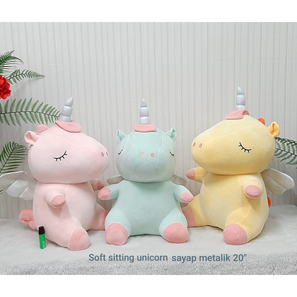 Boneka Unicorn Sayap Metalik 60cm/20&quot;/Boneka Unicorn Besar/Boneka Unicorn Jumbo/Boneka Karakter/Boneka Unicorn Soft