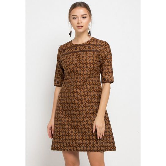 Dress Batik Wanita ArjunaWeda Kawung Cokelat