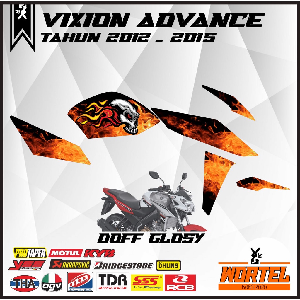 Striping Hologram Vixion-Stiker Decal Motor Vixion New/NVA Tengkorak Api (Tahun 2015-2016)
