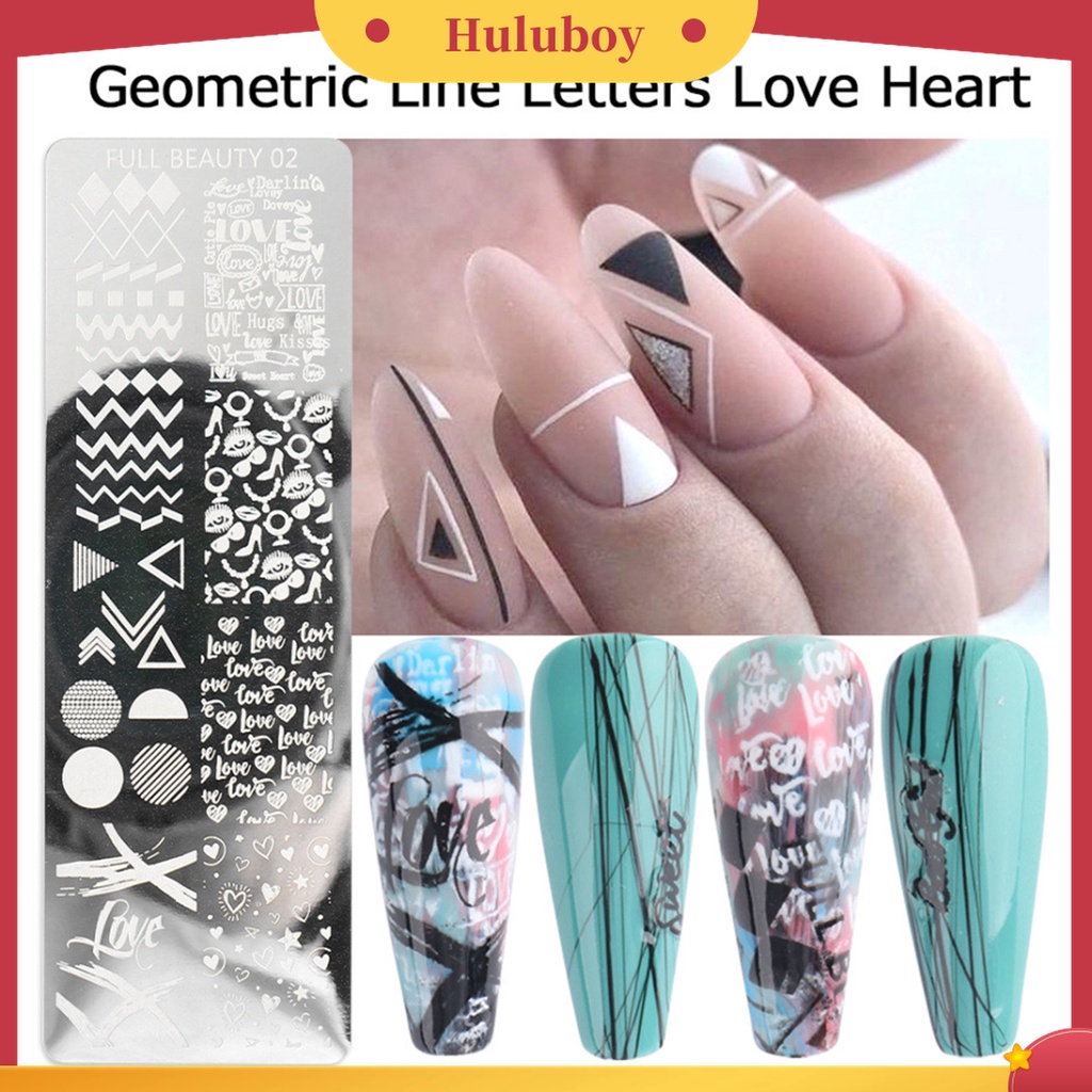 Huluboy Huluboy♡ Plat Stempel Kuku Bahan Stainless Steel Untuk Manicure
