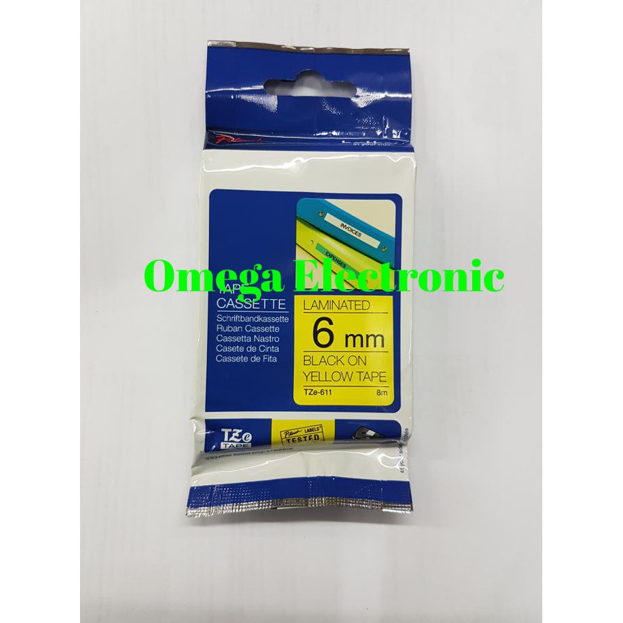 

Brother Label Tape Tze-611 6Mm Black On Yellow Tze 611 Ptouch