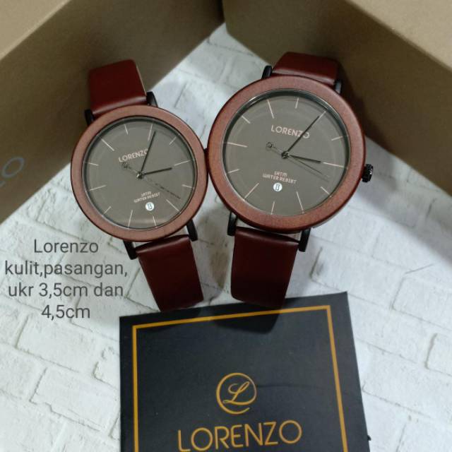 Jam tangan couple LORENZO KULIT MOTIF KAYU
