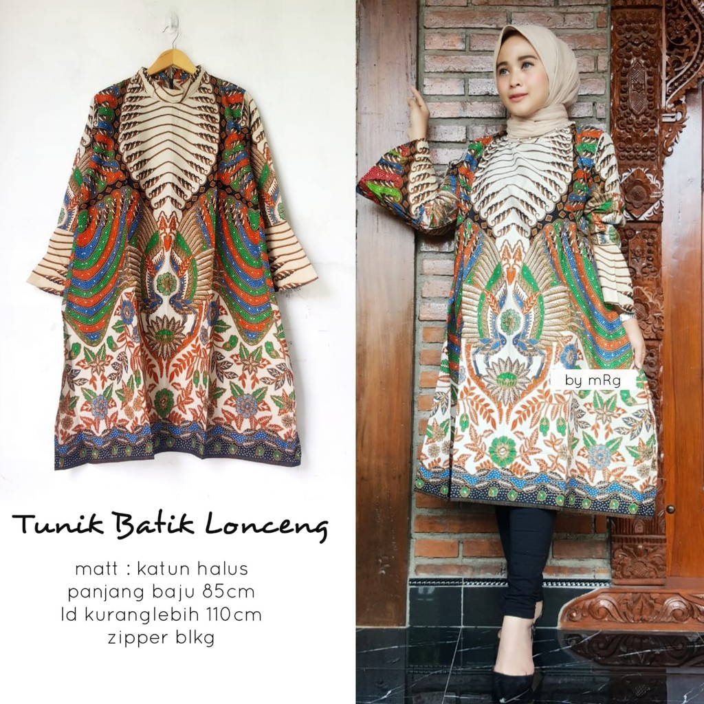 BUSANA WANITA MUSLIM,TUNIK BATIK LONCENG,BATIK TUNIK MODERN SOLO