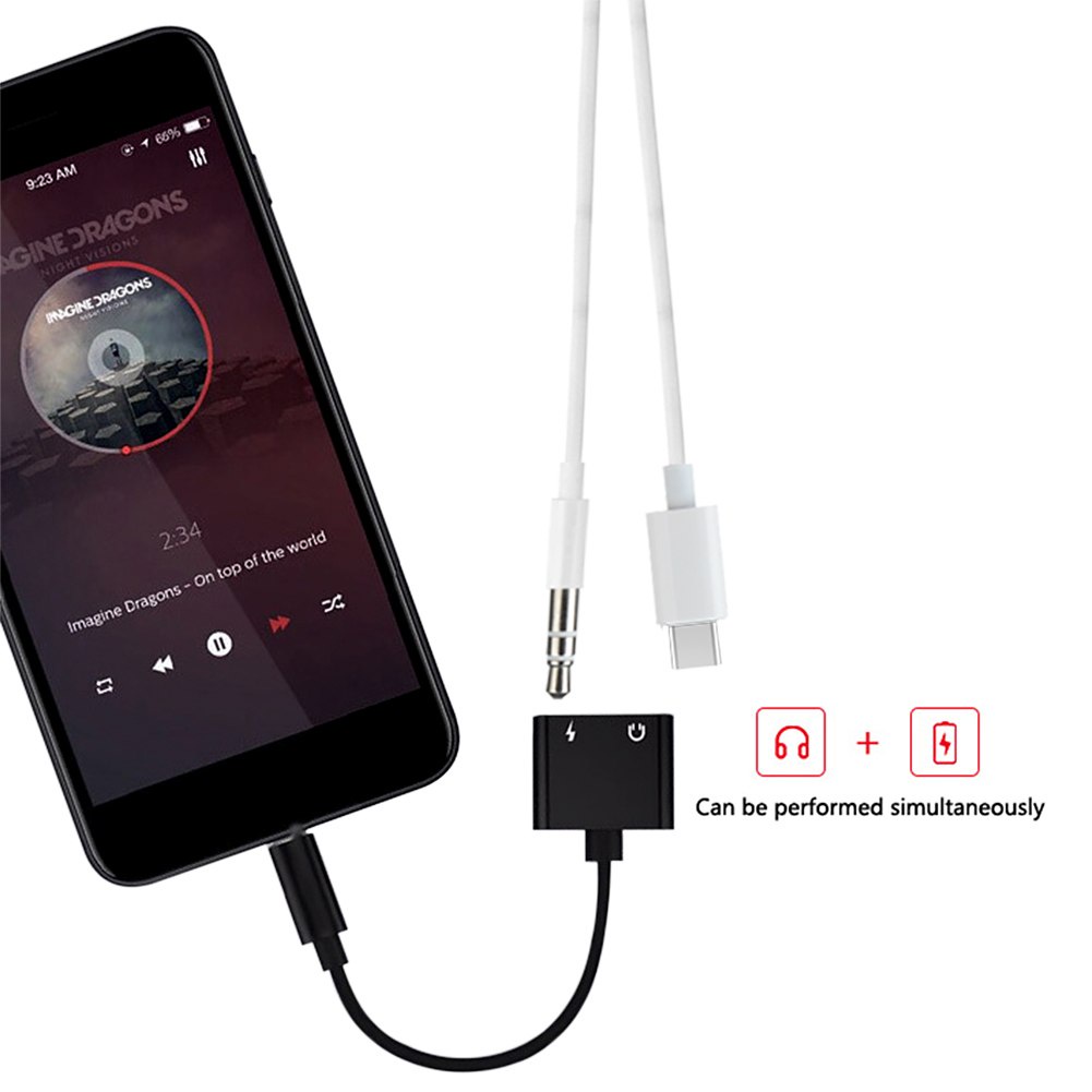 Adaptor USB Type C to AUX 3.5mm Headphone + USB Type C - W1O33 - OMIPJ2BK Black