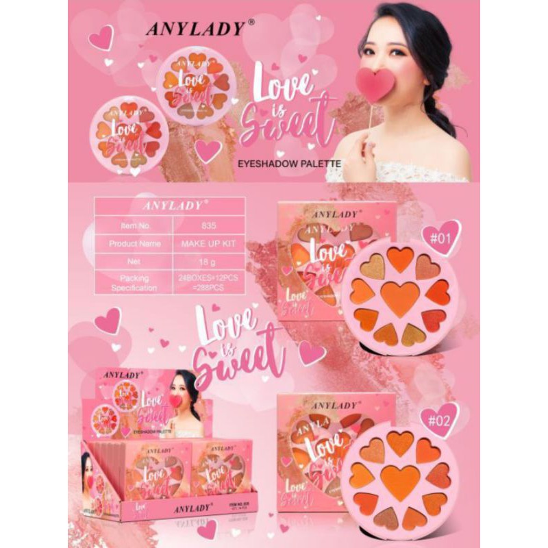 TERMURAH EYESHADOW PALETTE ANYLADY UNICORN DONUT 9 WARNA NO.835/816/756D