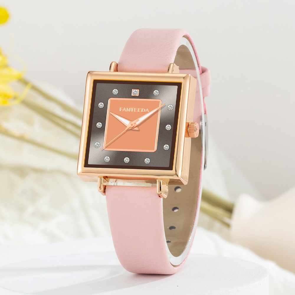 JAM TANGAN WANITA KULIT PINK KOTAK SWEDEN JAM109P3 IMPORT ANALOG FASHION CEWEK KOREA LUCU SIMPLE REMAJA KEKINIAN ORIGINAL PREMIUM MURAH CASUAL