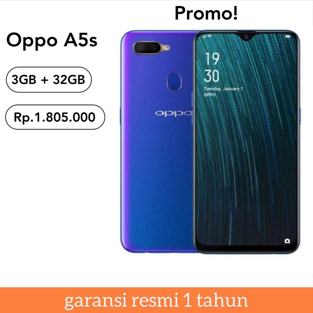 Oppo A5s Ram 3/32GB New Garansi Resmi Oppo 1 Tahun