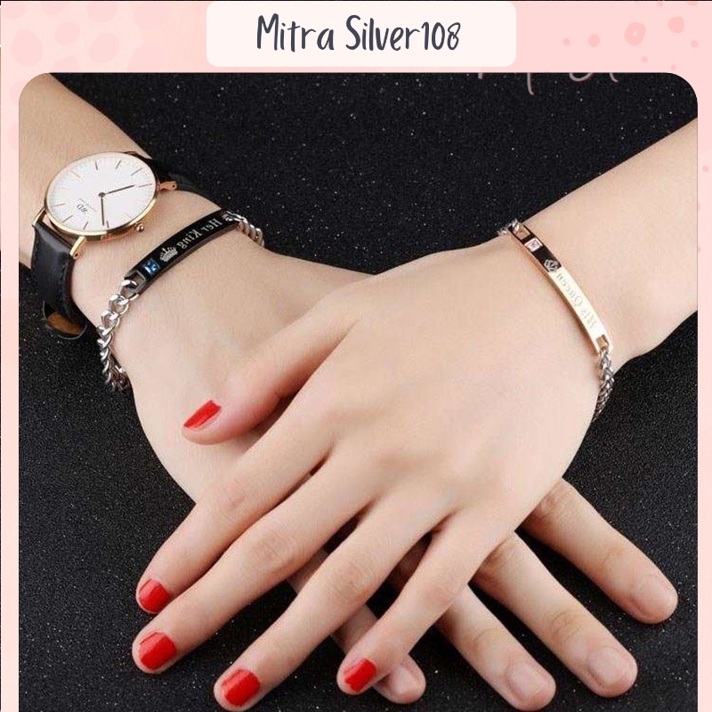 [MS108] GL 34  Gelang ( TIDAK CUSTOME NAMA ) Fashion Pria &amp; Wanita Bisa Couple Her King His Queen Pasangan Bestie