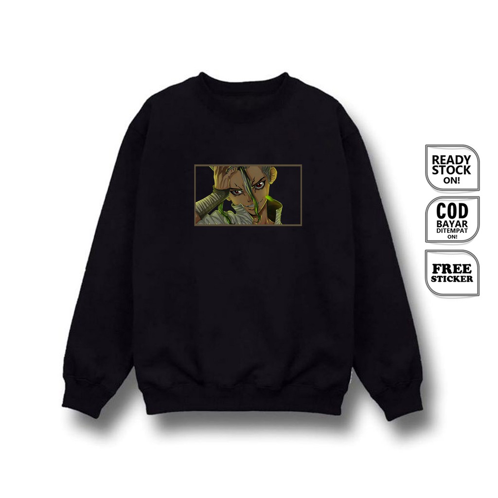 SWEATER CREWNECK ANIME MANGA SENKU ISHIGAMI DR. STONE KOHAKU GINRO TAIJU YUZURIHA CROME KINRO SIGN