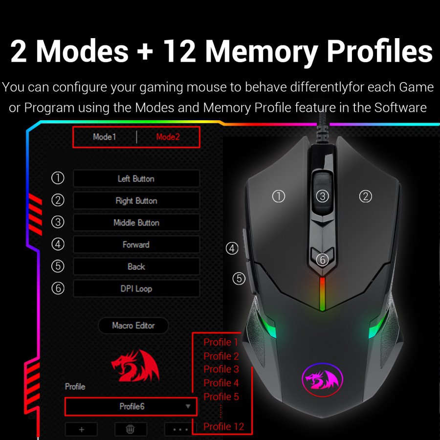 Redragon Gaming Mouse CENTROPHORUS M601-3 RGB