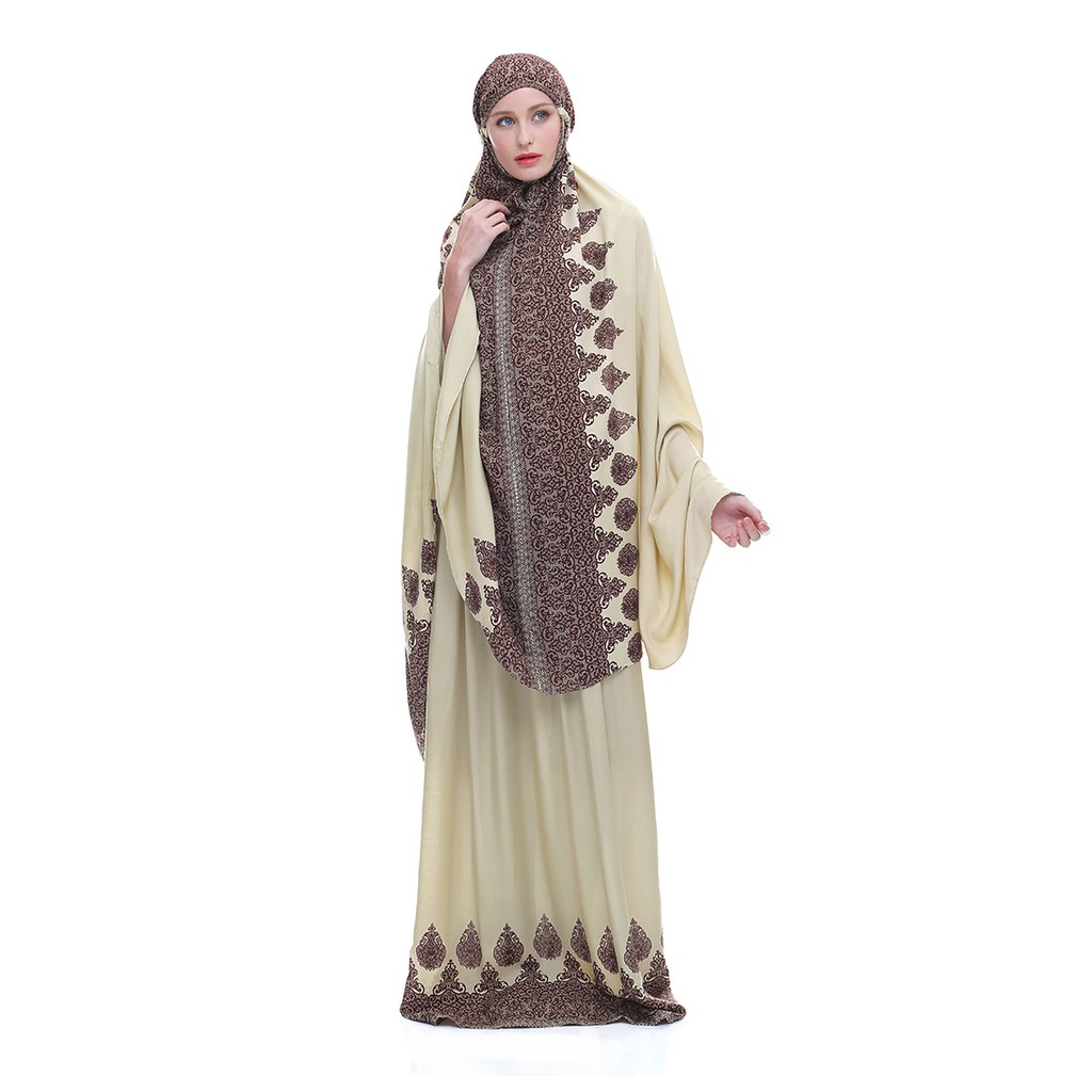 MUKENA TAZBIYA BORDER ELEGANT CRAFT KHAKI Mukena Jumbo