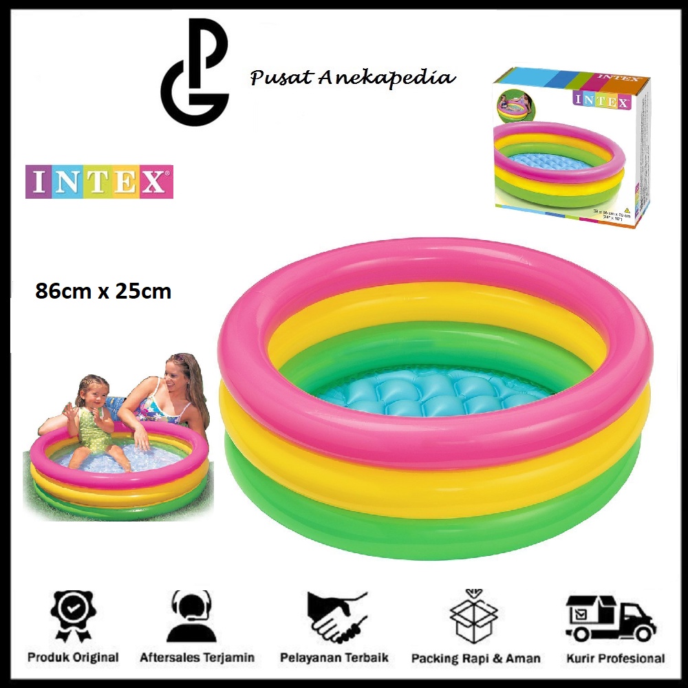 Jual Intex 58924 Kolam Anak Pelangi - Sunset Baby Pool 3 Ring 86cm X ...