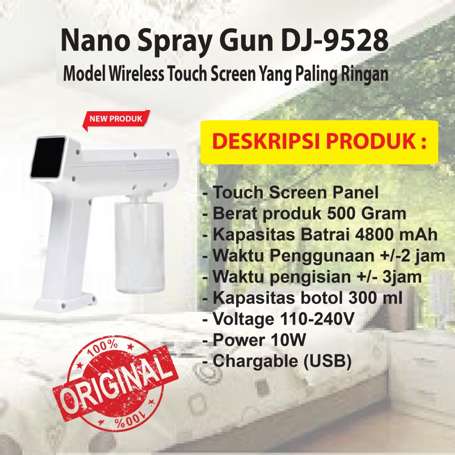 Nano Spray Gun wireless 300ml -semprotan portable Disinfectant disinfektan tanpa kabel