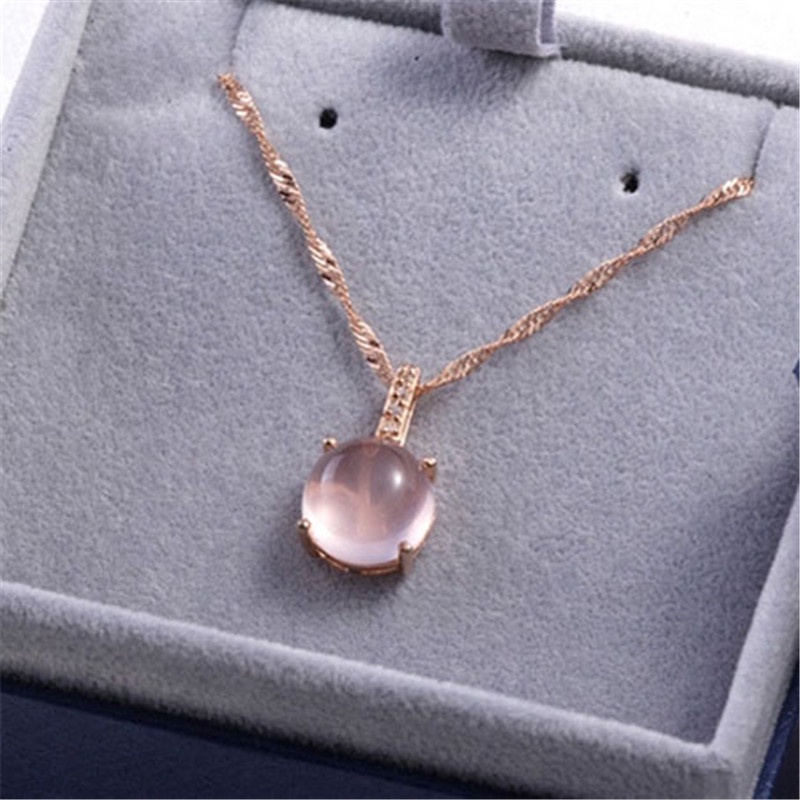 [Ready Stock]Fashion Silver Plated Inlaid Pink Crystal Pendant Necklace