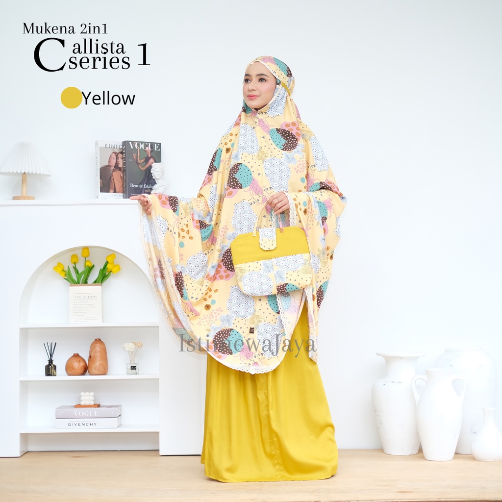 Mukena 2in1 Callista Premium Travelling || Mukena katun rayon Premium 2in1 Motif Bagus