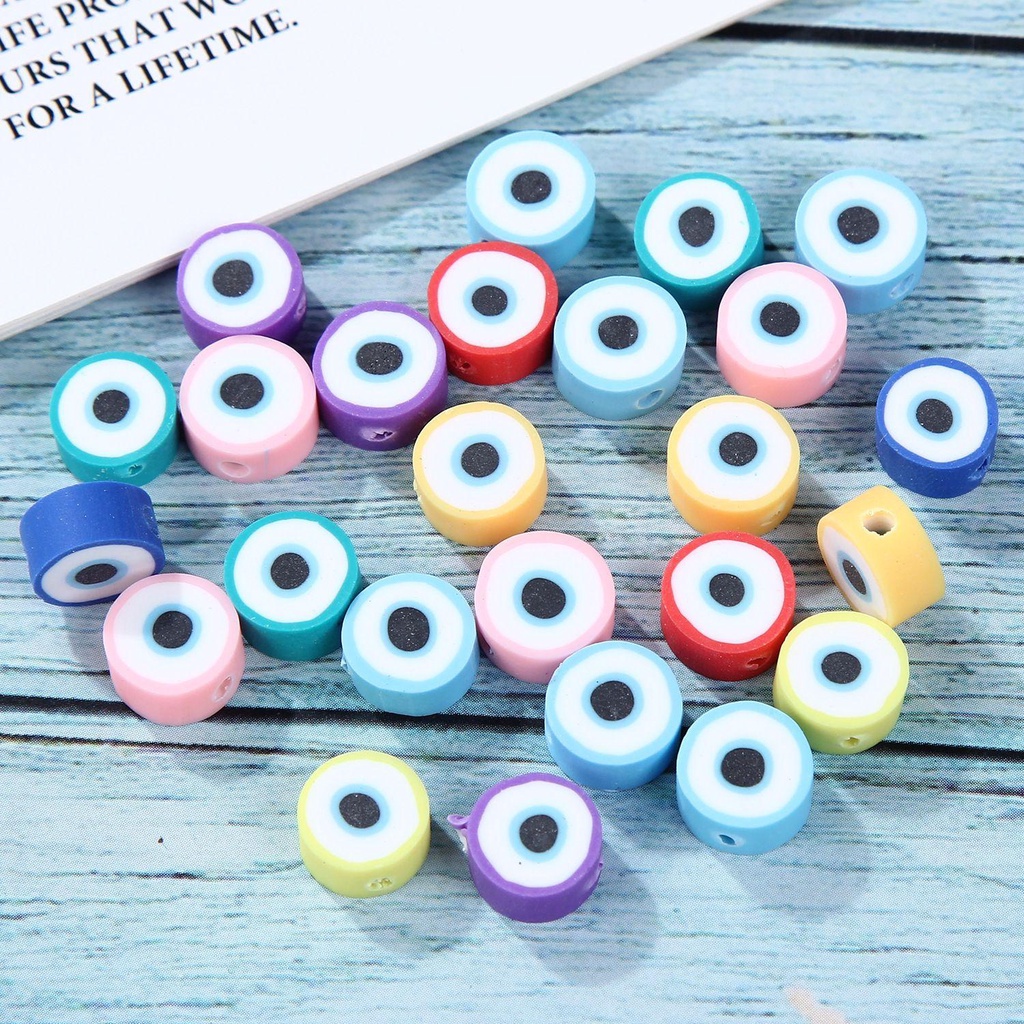 Lily 100Pcs/Bag Manik-Manik Polymer Clay DIY Membuat Perhiasan Warna Warni Alfabet Hati Mata