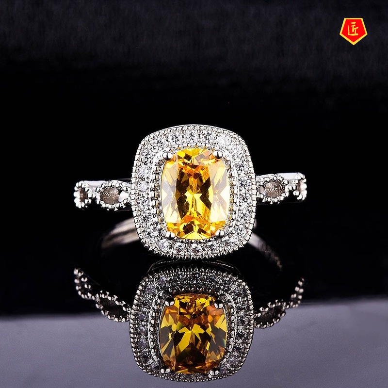 [Ready Stock]Moissanite Yellow Diamond Ring Luxury