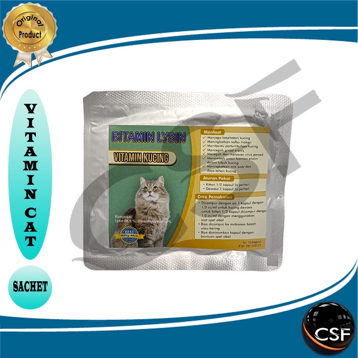 Vitamin Kucing BITAMIN LYSIN SACHET isi 10 kapsul