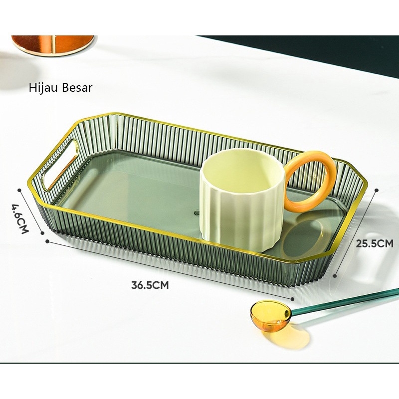 Nampan Plastik Dengan Pegangan Serbaguna Baki Tray Aesthetic Nordic Style Nampan Cantik Dekorasi Hiasan Rumah Nampan