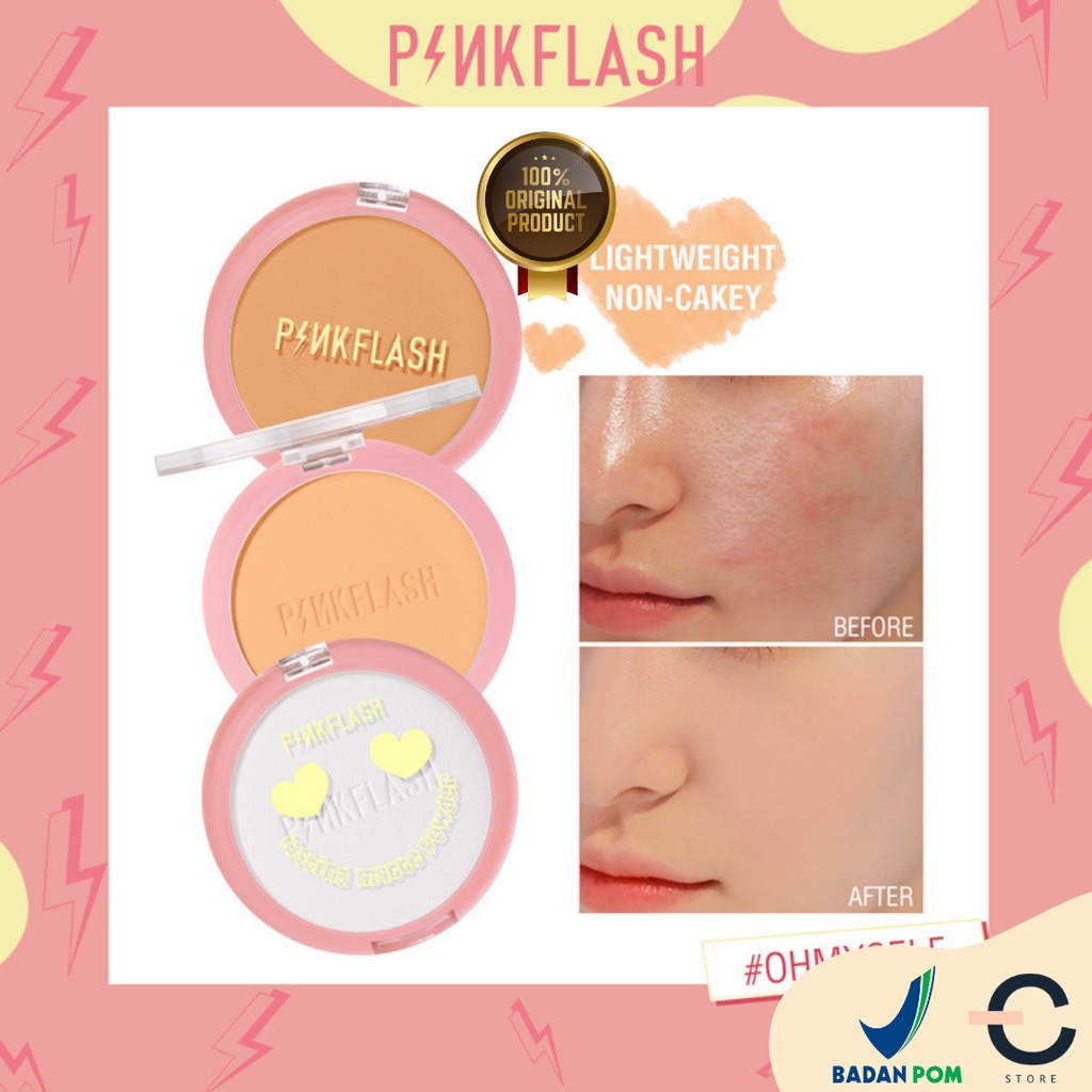 [ORI BPOM] PINKFLASH OhMySelf Pressed Powder Long-lasting Matte Lightweight Oil Control Special Edition Bedak Padat | PINKFLASH Lasting Matte Pressed Powder | PINKFLASH Bedak Padat PINKFLASH Pressed Powder | PINK FLASH Bedak Padat | PF-F08