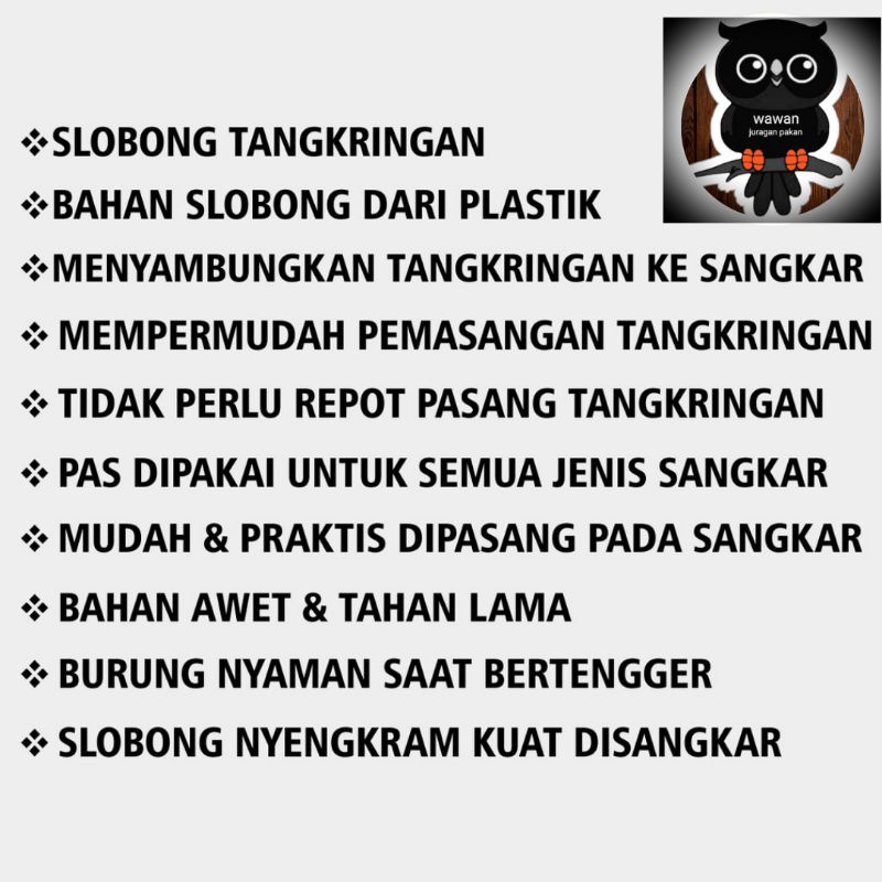 SLOBONG PLASTIK ELITE SONG , penyambung tangkringan kandang