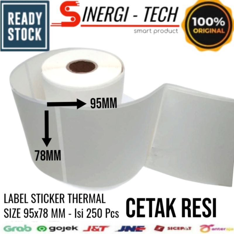 

LABEL STICKER THERMAL SIZE 78x95 isi 250mm LABEL CETAK RESI ONLINESHOP