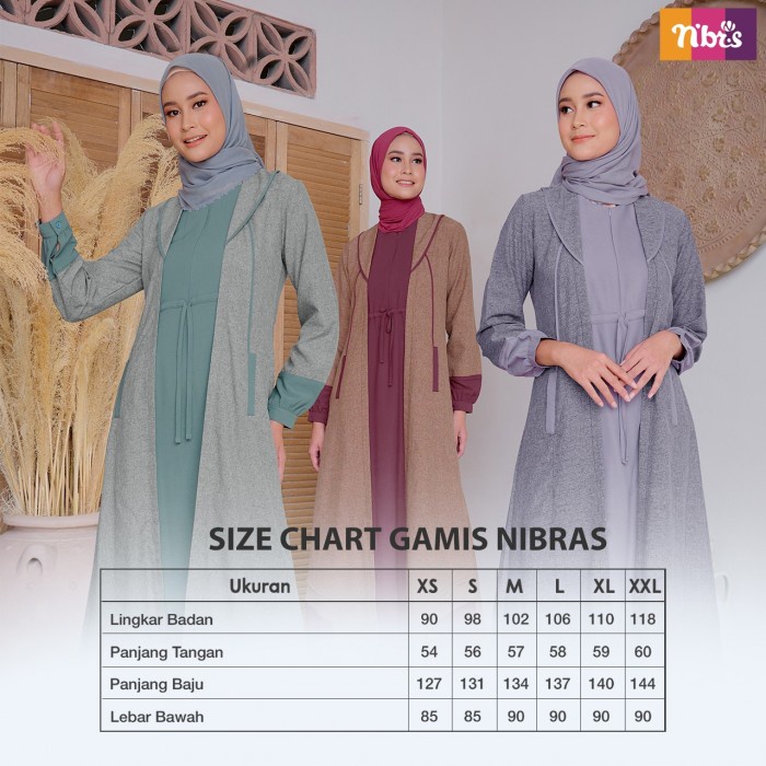 Nibras Gamis NB B72 Bahan Kranji Rustic Mix Amunzen Dress Muslimah Kekinian