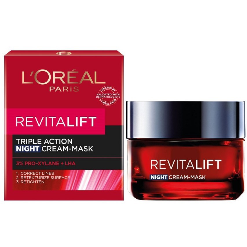 [ESTI KOSMETIK] LOREAL REVITALIFT TRIPLE ACTION NIGHT CREAM MASK 50 GR (NEW)