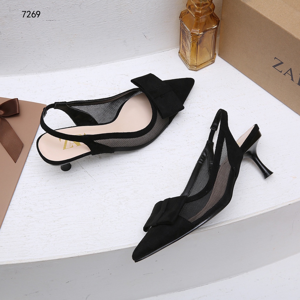 ZR New Woman Faux Suede Heeles Slingback Shoes #7269